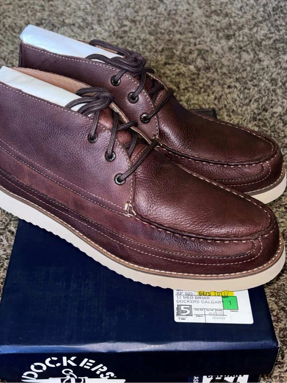 Dockers Calgary Supreme Comfort Boots Mens Briar Moc Toe Chukka Size 12 NEW